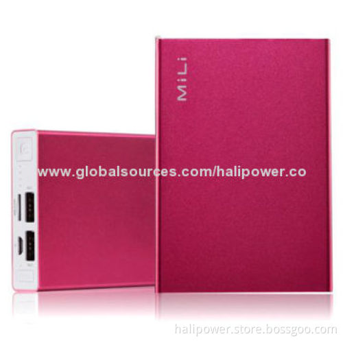 Portable Li-polymer Power Banks with 6,000mAh Capacity and 5V/2A Input